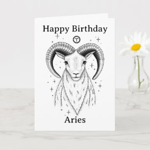 Happy Birthday Aries Ram Hand-drawn Card
