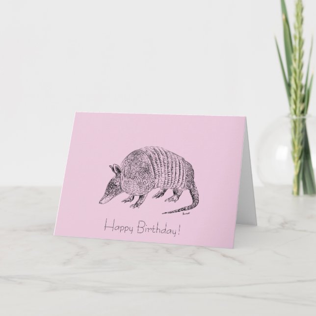 Happy Birthday Armadillo Art Card (Front)
