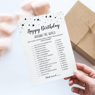 Happy Birthday around the world Birthday Game Card