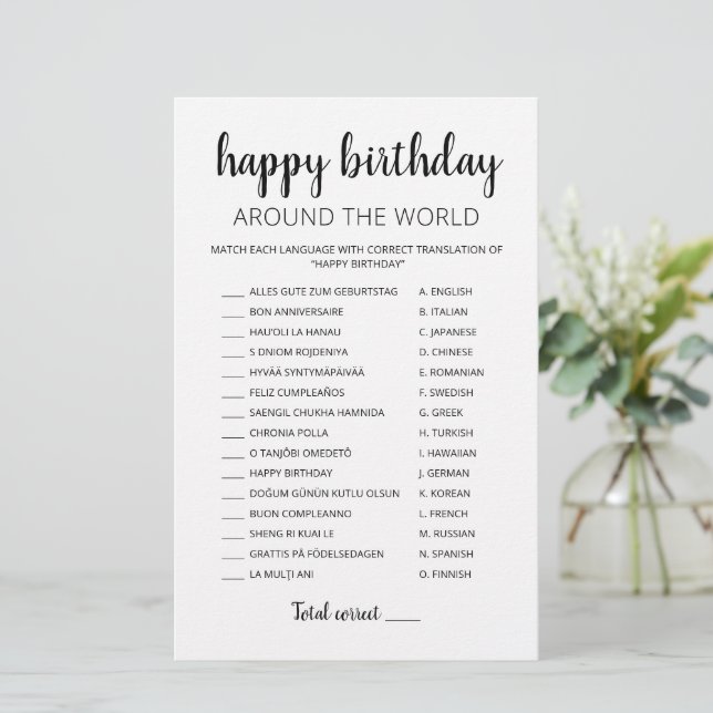Happy Birthday Around The World editable game (Standing Front)