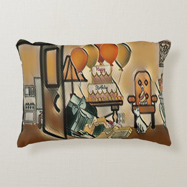 Happy Birthday Art Accent Pillow (Front)
