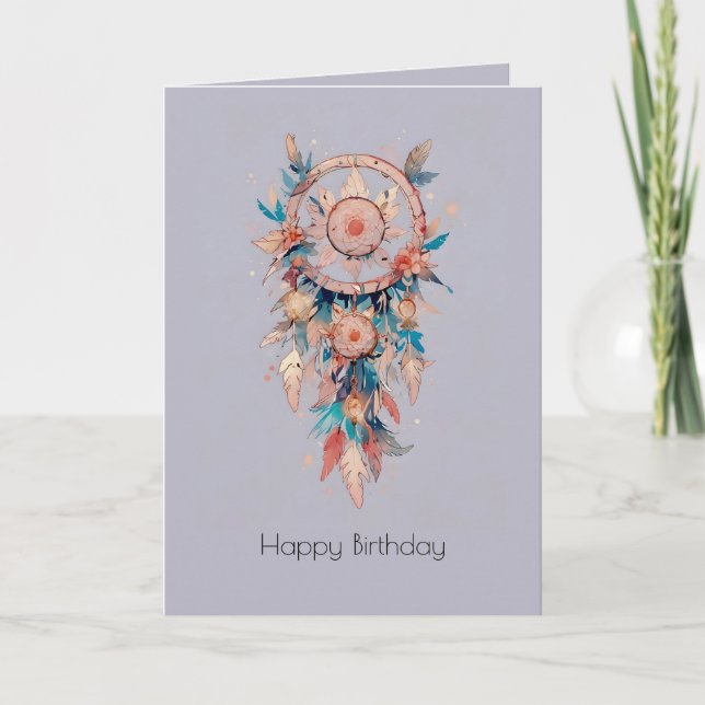 Happy birthday artistic dreamcatcher customizable card (Front)
