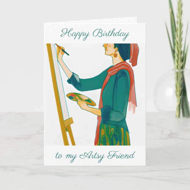 Happy Birthday | Artsy Woman  Card (Front)