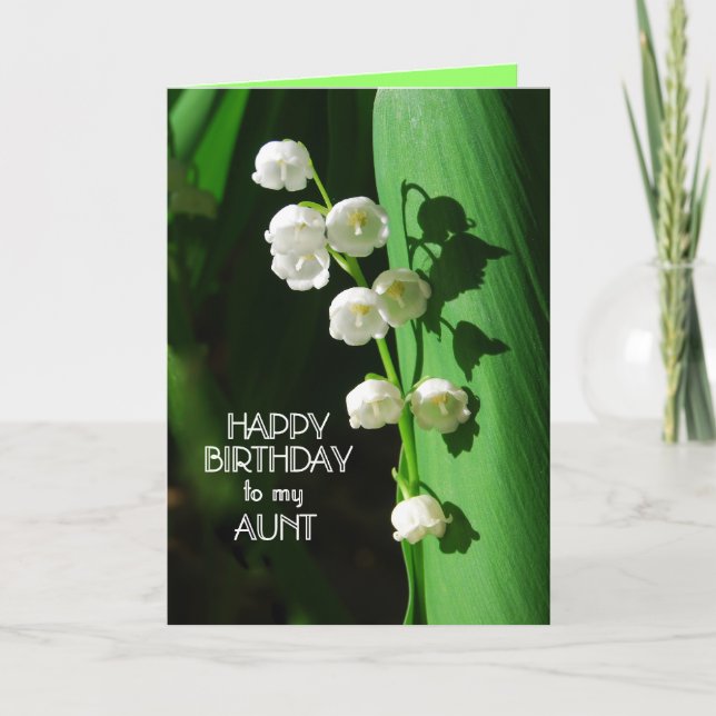 Happy Birthday Aunt Lily of the Valley Card (Front)