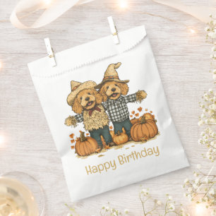 Happy Birthday Autumn Harvest Goldendoodle Dogs Favour Bag