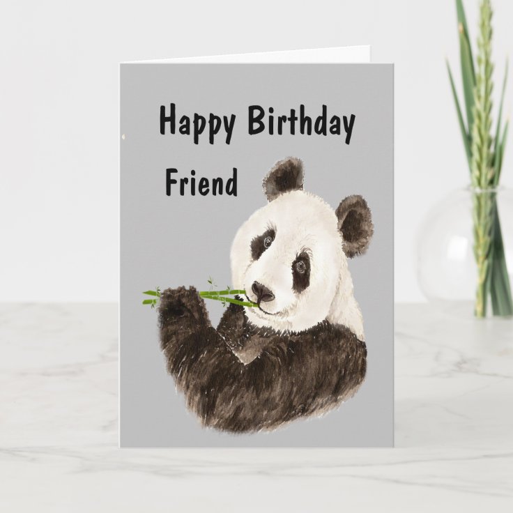 Happy Birthday Awesome Friend Funny Panda Bear Card | Zazzle