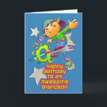 Happy Birthday Awesome Grandson Skateboarder Boy Card<br><div class="desc">Tell your grandson to have an out of this world birthday with this fun design of a cool boy on a futuristic skateboard with aliens and their spacecrafts and stars on a bright blue background.</div>