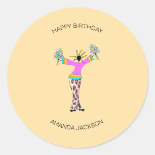 Happy Birthday, Awesome Lady Classic Round Sticker