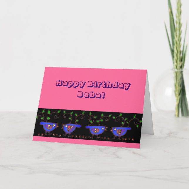 Happy Birthday Baba Ukrainian Birdies Card (Front)