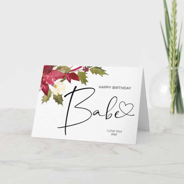 Happy Birthday Babe Christmas Gift for Boyfriend Card (Front)