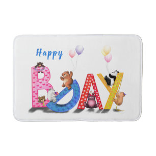 Happy Birthday - Baby Bears Party Celebration Fun  Bath Mat