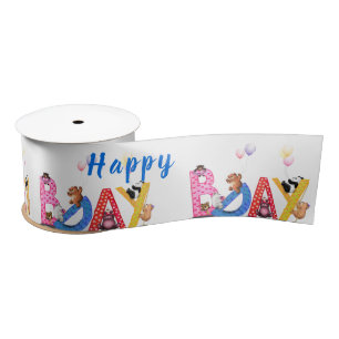 Happy Birthday - Baby Bears Party Celebration Fun  Satin Ribbon