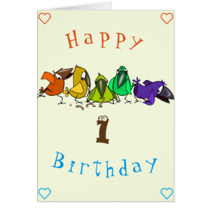 Happy Birthday Baby Card Colourful Birds