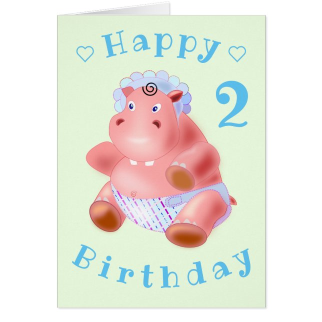 Happy Birthday Baby Card Happy Baby Hippo (Front)