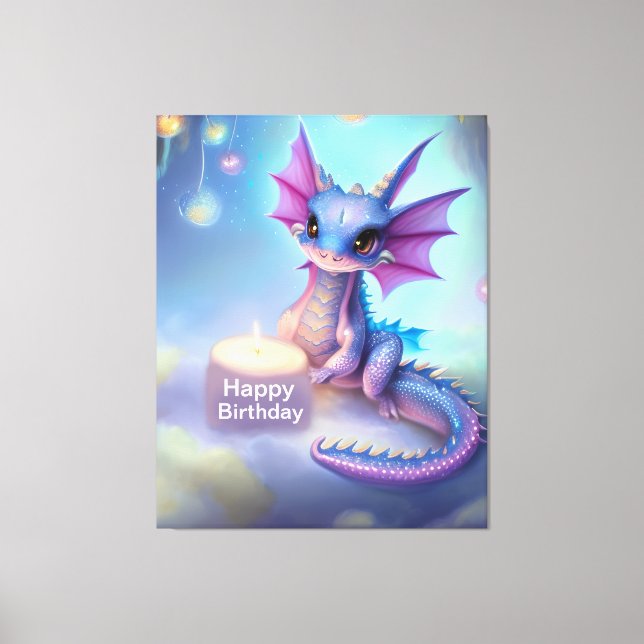 Happy Birthday Baby Dragon Canvas Print (Front)