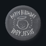 Happy Birthday Baby Jesus Christmas Chalkboard Paper Plate<br><div class="desc">Fashionable and fun chalkboard look. Sometimes it's nice to remember what CHRISTmas is celebrated for. Share the spirit of your faith with others. This plate features the 'real' chalkboard background but there are variations and this image is also on many other items - from cards to t-shirts, just check in...</div>