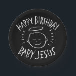 Happy Birthday Baby Jesus - Christmas Chalkboard Paper Plate<br><div class="desc">Fashionable and fun chalkboard look. Sometimes it's nice to remember what CHRISTmas is celebrated for.
Share the spirit of your faith with others. This plate also comes with a 'real' chalkboard background and is also featured on many other items - from cards to t-shirts,  just check in my store.</div>
