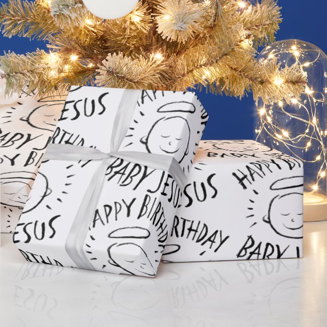 Happy Birthday Baby Jesus - Christmas Christian Wrapping Paper (Holidays)