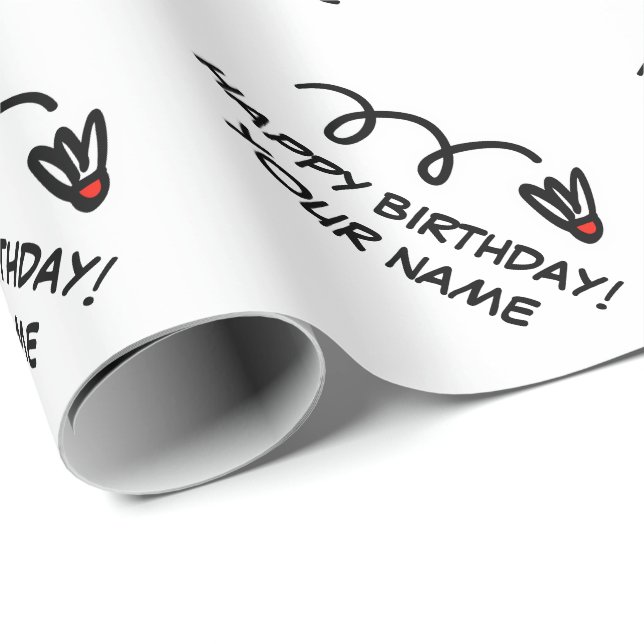 Happy Birthday badminton player shuttle sports Wrapping Paper (Roll Corner)