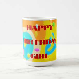 Happy Birthday bags of fun colors yellow and orang Coffee Mug