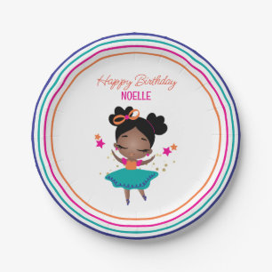 Happy Birthday! Ballerina Colourful Birthday Dress Paper Plate