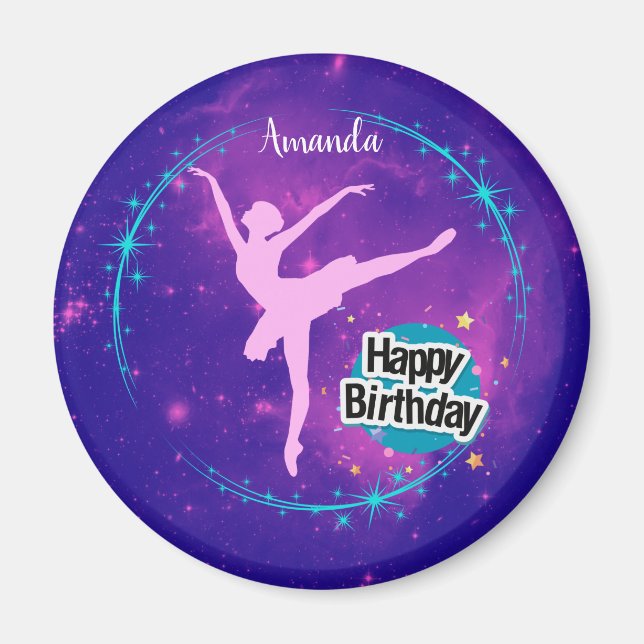 Happy Birthday Ballerina Galaxy Personalized    Magnet (Front)