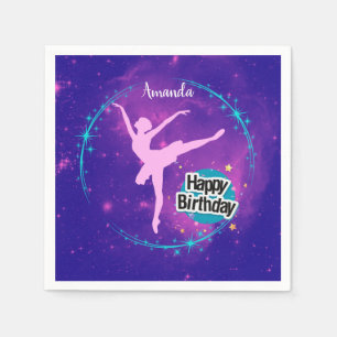 Happy Birthday Ballerina Galaxy Personalized  Napkin