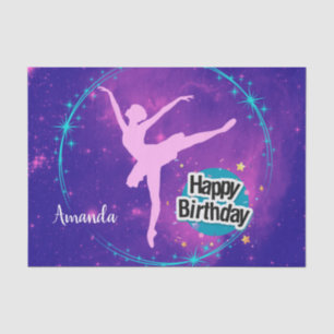 Happy Birthday Ballerina Galaxy Personalized Tissue Paper