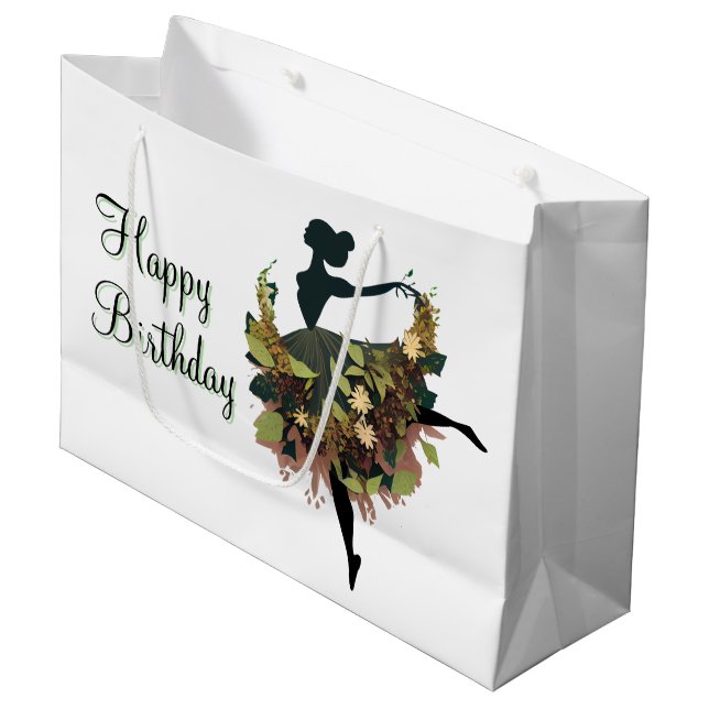 Happy Birthday Ballerina  Large Gift Bag (Front Angled)