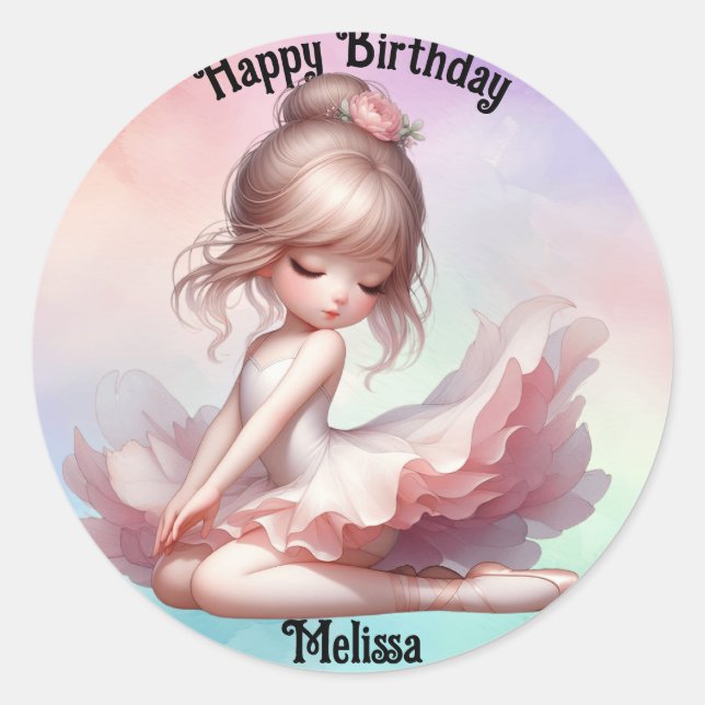  Happy Birthday Ballerina Sticker (Front)