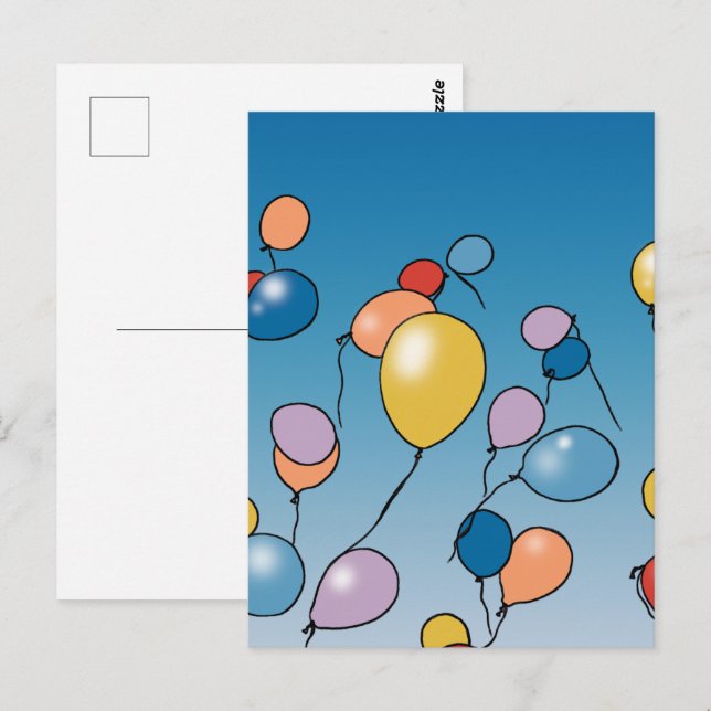Happy Birthday Balloon Celebration Postcard (Front/Back)