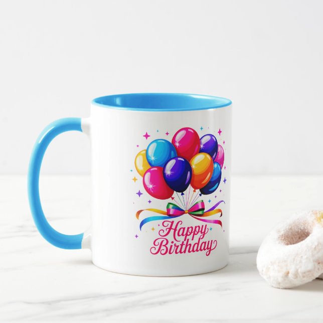Happy Birthday Balloon Mug (With Donut)