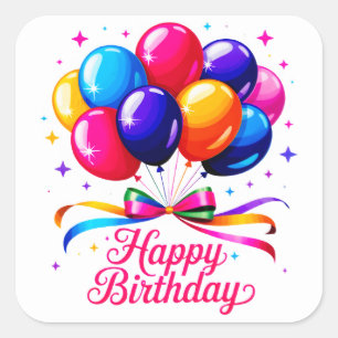 Happy Birthday Balloon Square Sticker