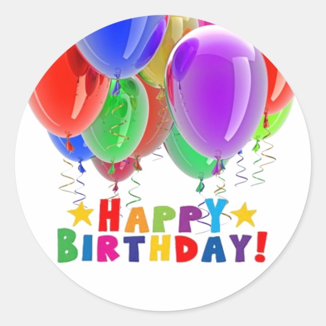 Happy Birthday Balloon Stickers and Envelope Seals (Front)