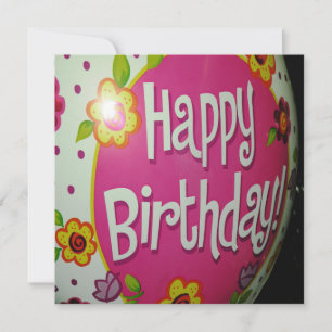 Happy Birthday Balloon w/ Flowers, Balloon Design Invitation