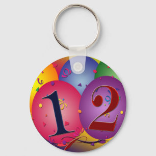 Happy Birthday balloons - 12th birthday Keychain
