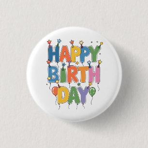 Happy Birthday Balloons 1 Inch Round Button