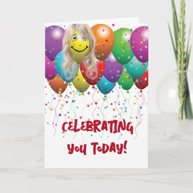 Happy Birthday Balloons And Confetti Card (Front)