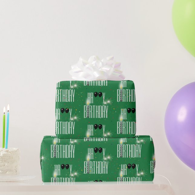 Happy Birthday Balloons and Confetti  Wrapping Paper (Party Gifts)