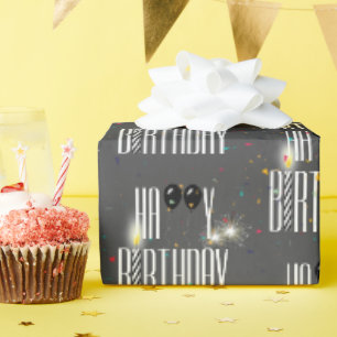 Happy Birthday Balloons and Confetti Wrapping Paper