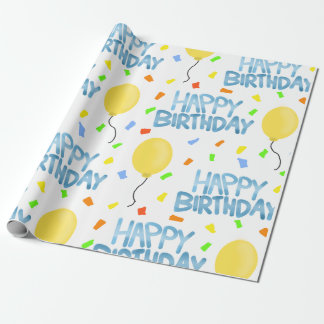 Happy Birthday Balloons and Confetti  Wrapping Paper