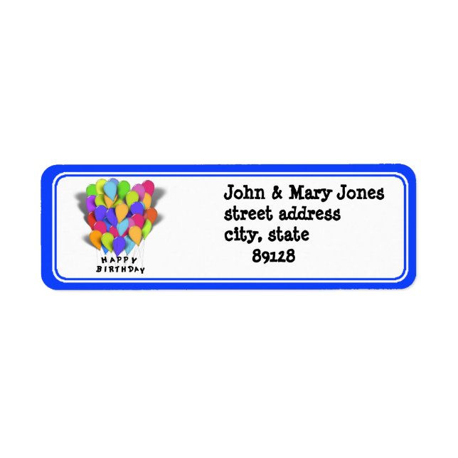 Happy Birthday Balloons  (Blue Trim) (Front)