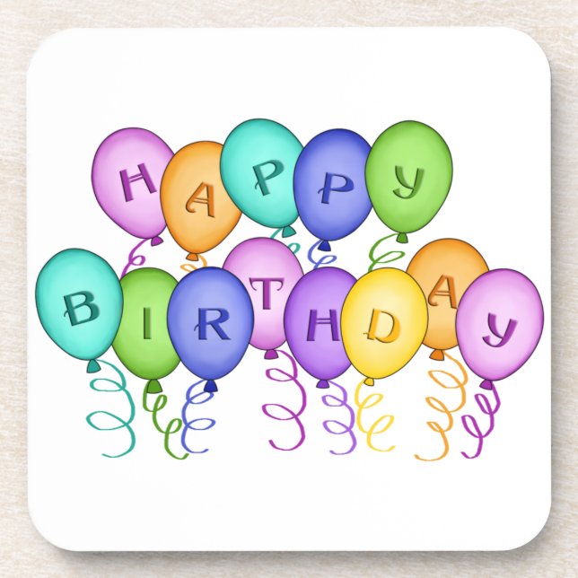 Happy Birthday Balloons Coaster Set (Front)