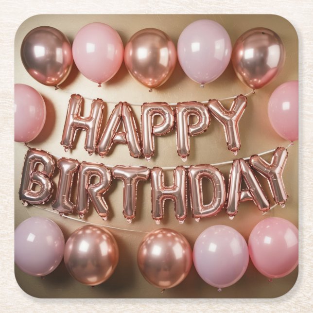 Happy Birthday Balloons Coaster Set (Front)