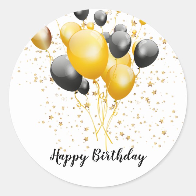 Happy Birthday Balloons Confetti Classic Round Sticker (Front)
