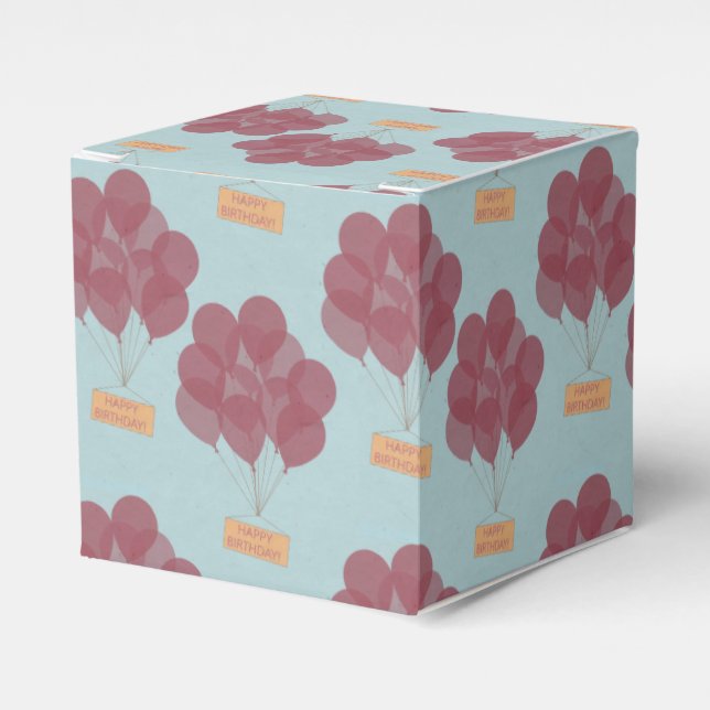 Happy birthday balloons favor box (Front Side)