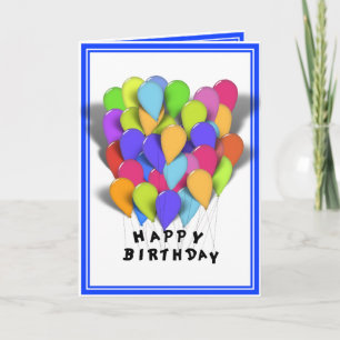 Happy Birthday Balloons for Boy (Blue Trim) Card