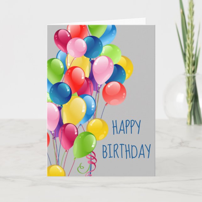 Happy Birthday Balloons Fun Blank inside Card (Front)