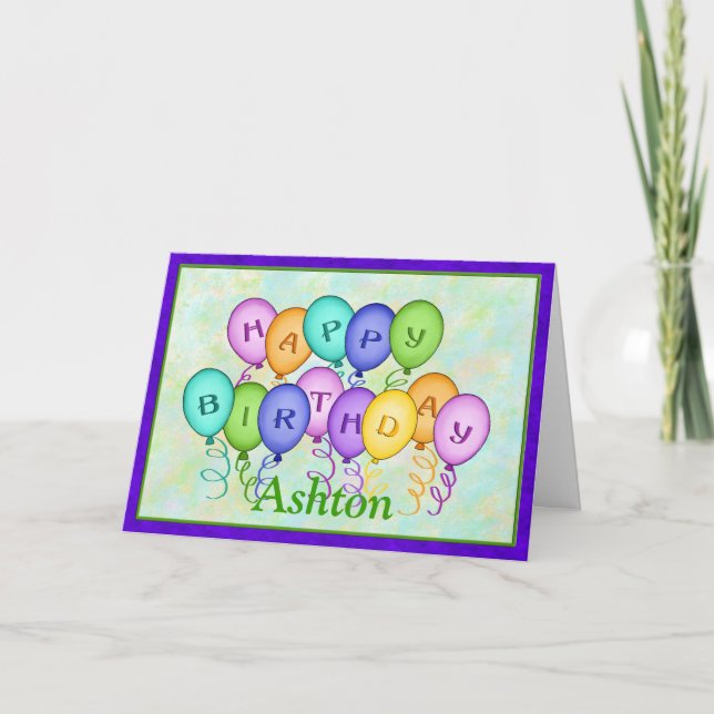 Happy Birthday Balloons Greeting Card (Front)