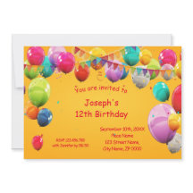 HAPPY BIRTHDAY BALLOONS  INVITATION